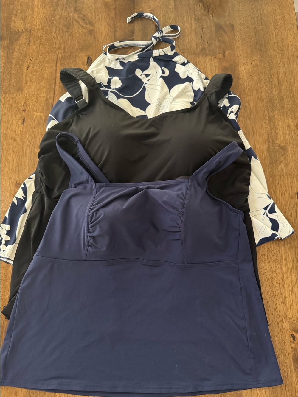 Lands End Plus Size Swimwear Bundle 3 Tankini Tops 18W 20W 22W Floral Solid